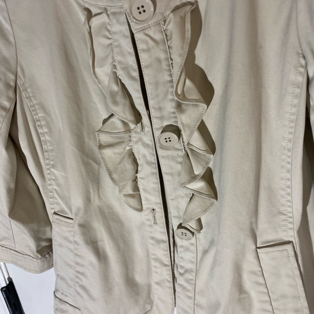 Talbots Beige Ruffle-Front Blazer Jacket - Picture 4 of 6